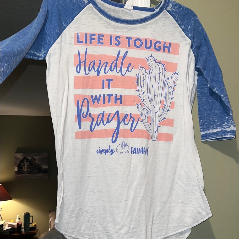 Simply Faithful Blue and White Long Sleeve Tee